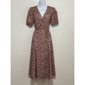 NWT Most of All Midi Wrap Safari Graham Dress S Burgundy Fall Tradwife Modest